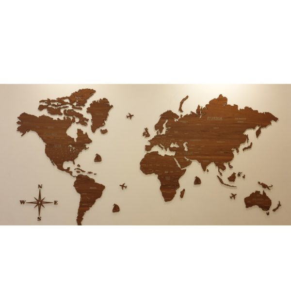 استیکر نقشه چوبی جهان